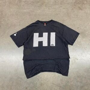 Quicksilver hi shirt with cracked Y2K distressed print Size M